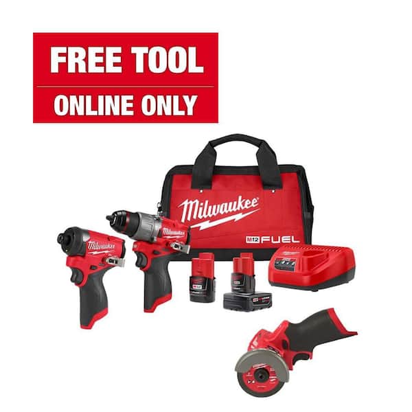 M12 FUEL 12-Volt Lithium-Ion Brushless Cordless Hammer Drill and Impact Driver Combo Kit (2-Tool) with Cut Off Saw