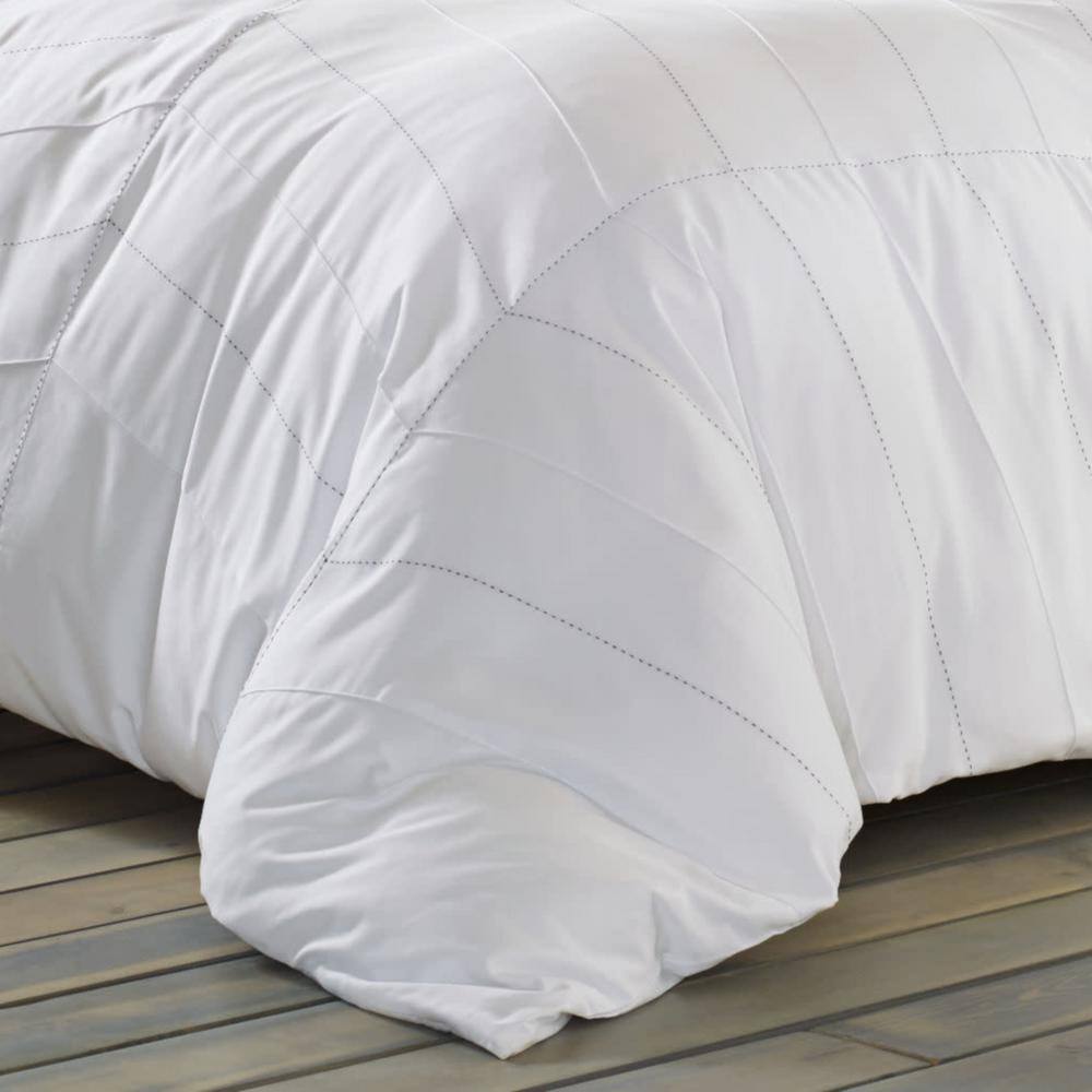 White Chevron Pintuck Full/Queen Duvet Cover Set