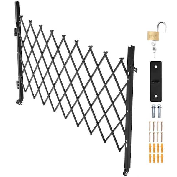 Single Folding Security Gate, Lockable Scissor Gate with 360° Swivel Casters, 74.80 x 51.57 in. (W x H)