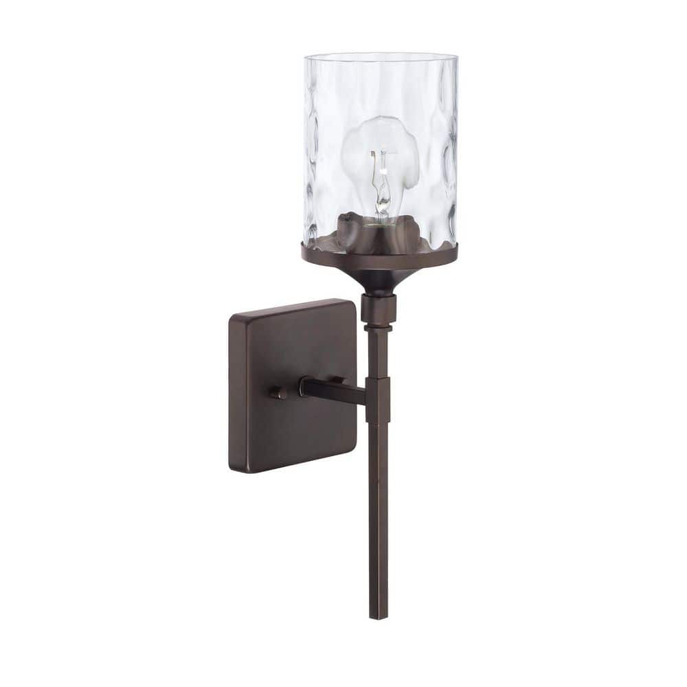 Colton 5 in. 1-Light Bronze Sconce with Clear Water Glass price history on PriceWatchPro