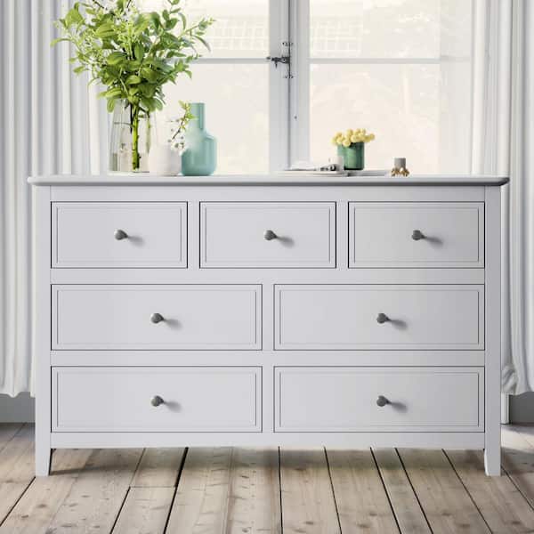ANBAZAR White 7-Drawers Spacious Storage Dresser 30.11