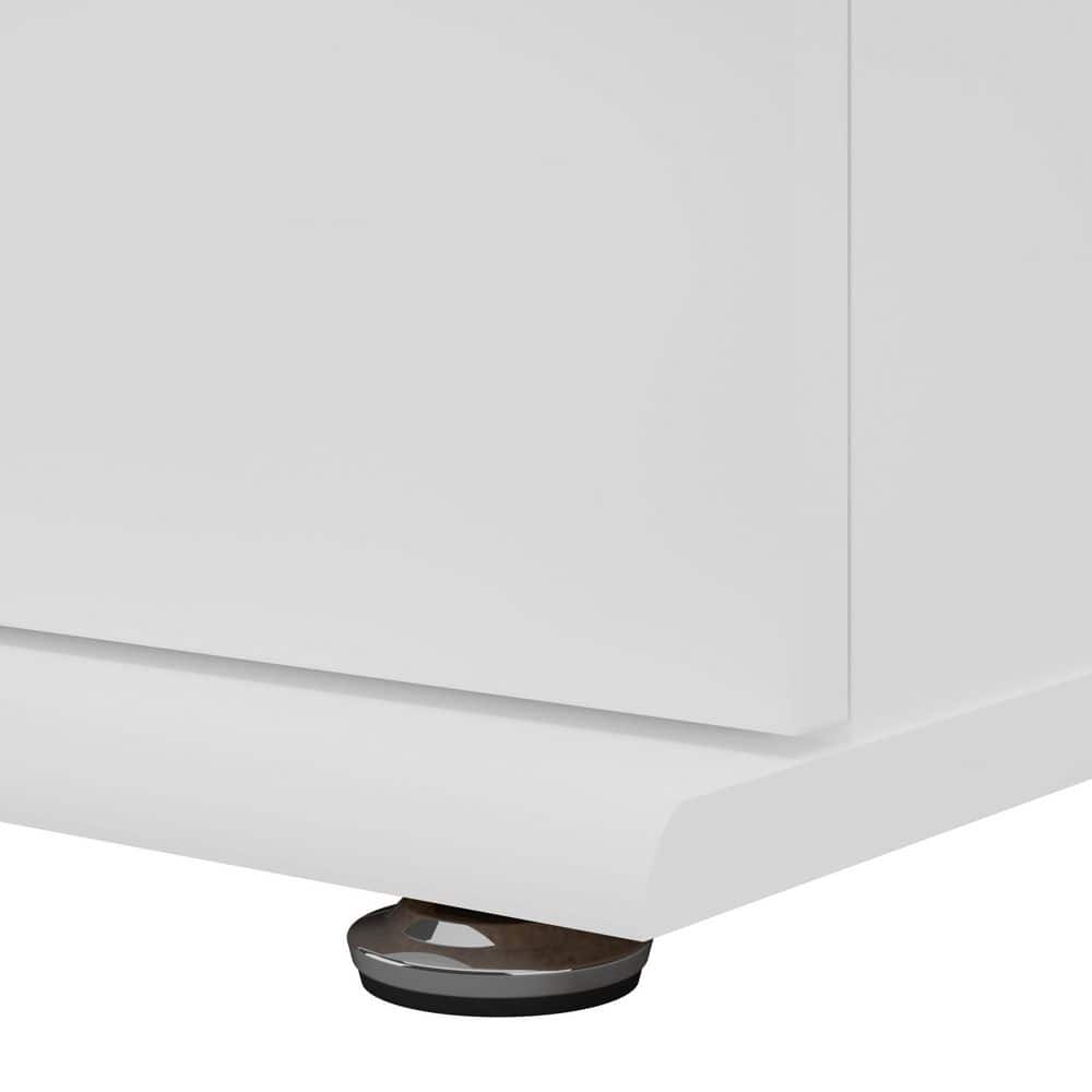 White Engineered Wood Office Storage Cabinet with Adjustable Shelves