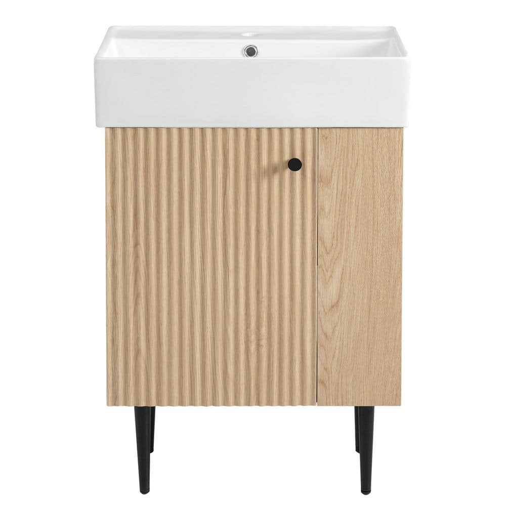 Harlow 21.6 in. Single Sink Freestanding Wood Grain Bath Vanity with White Ceramic Top Unassembled price history on PriceWatchPro