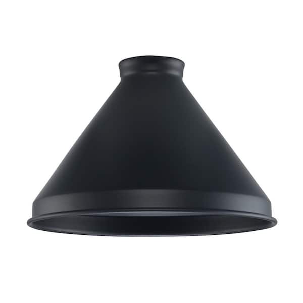 5.9 in. Fitter Small Matte Black Metal Cone Pendant Shade Compatible with 2-1/4 in. Lip Fitter