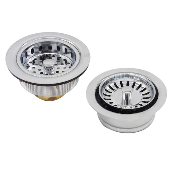 Westbrass COMBO PACK 3-1/2 in. Post Style Kitchen Sink Strainer and Waste Disposal Drain Flange with Strainer, Polished Chrome