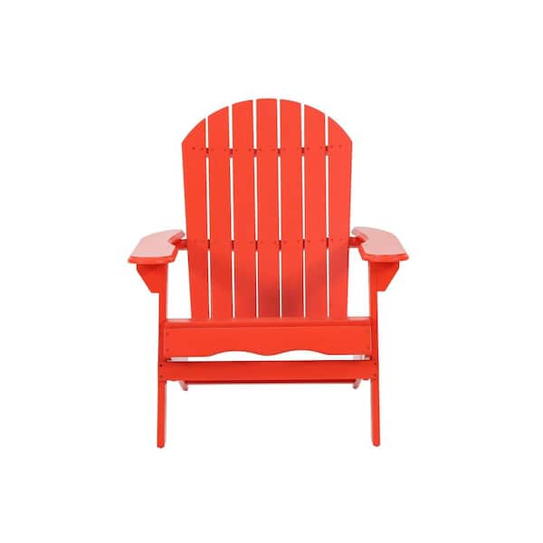 maocao hoom Classic Folding Acacia Wood Adirondack Chair Recliner in Red