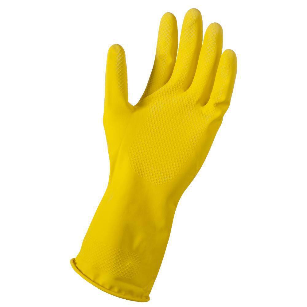 HDX Yellow 11 Mil Reusable Latex Cleaning Glove L XL 5 Pair 24132 