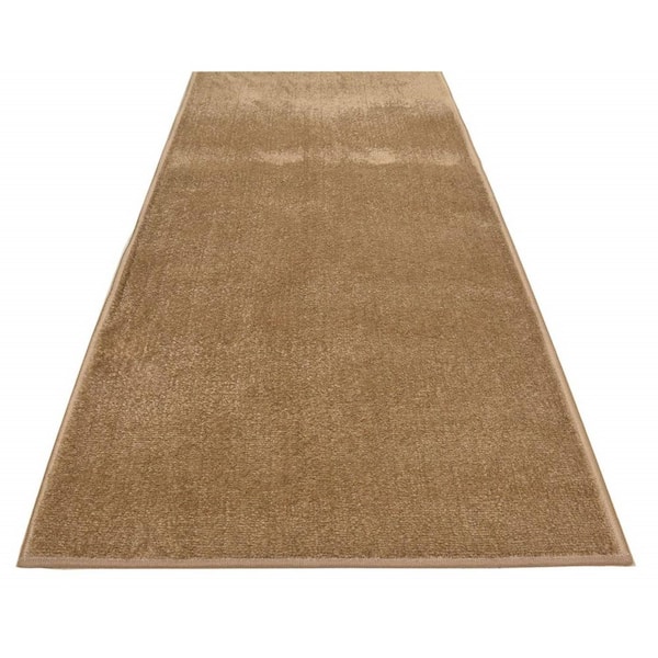 Solid Border Design Cut to Size Brown Color 31 .5 Width x Your Choice Length Custom Size Slip Resistant Runner Rug