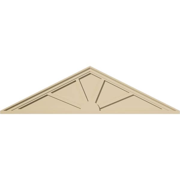 58-in W x 15-1/2-in H x 2-in P (Pitch 6/12) Peaked Cap 4-SpokeSignature Urethane Pediment, Primed Tan