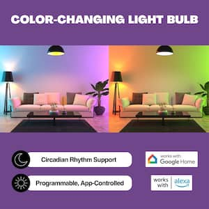 NorbSMART 9W Equivalent Smart RGBW-CCT Smile+Sleep Wellness Spectrum BR30 2650-5000K LED Smart Light Bulb (2-Pack)