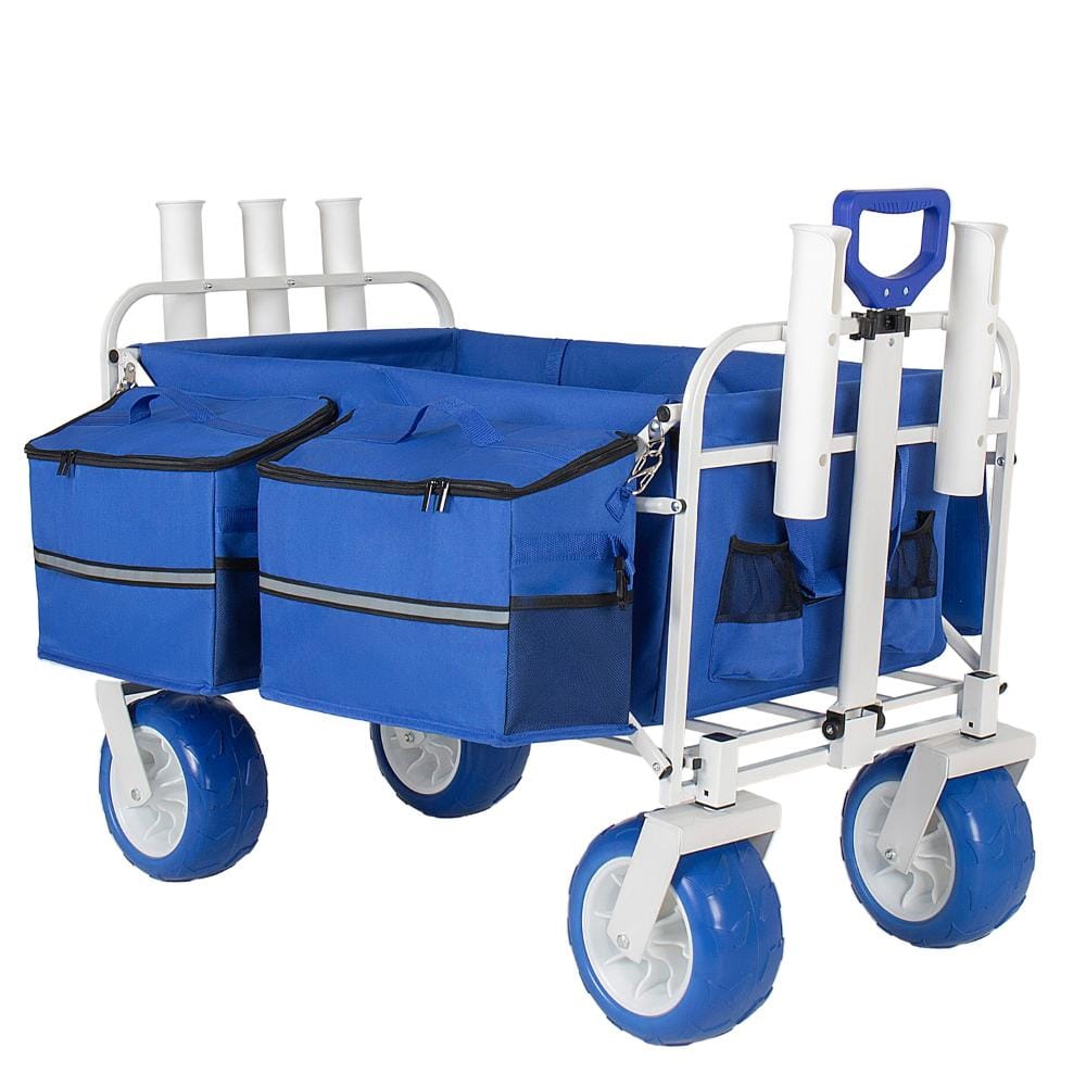 "Beach Wagon with Rod Holders 9"" All-Terrain Wheels 500lbs Folding Cart for Camping Fishing Outdoor Blue" price history on PriceWatchPro