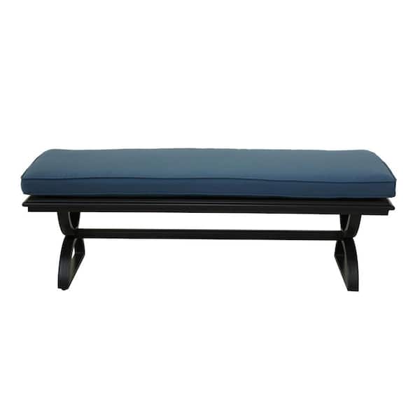Unbranded Aluminum Outdoor Ottoman with Blue Cushion
