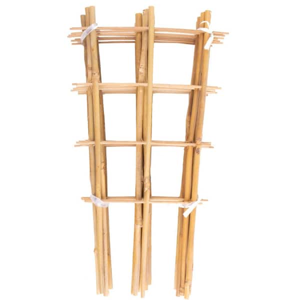 16 Inch Bamboo Fan-Shaped Garden Trellis Natural Ladder Plant Support for Climbing Potted Plants 10 Pack