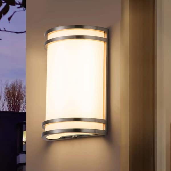 1-Light Brushed Nickel Dimmable 15-Watt LED Wall Light with Acrylic Shade
