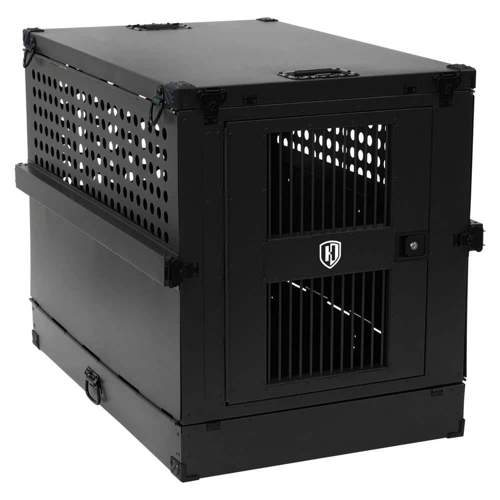 X-Large Black Aluminum Collapsible Dog Crate