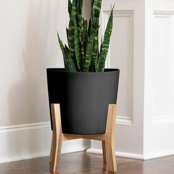 Extra-large Plant Pot with Stand - Black - Home All