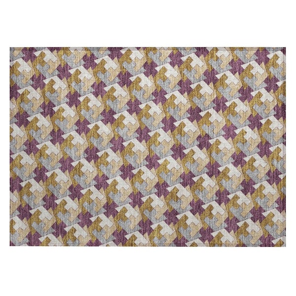 Chantille Machine Washable Indoor/Outdoor Abstract ACN2851 Eggplant 2 ft. x 3 ft. Accent Rug