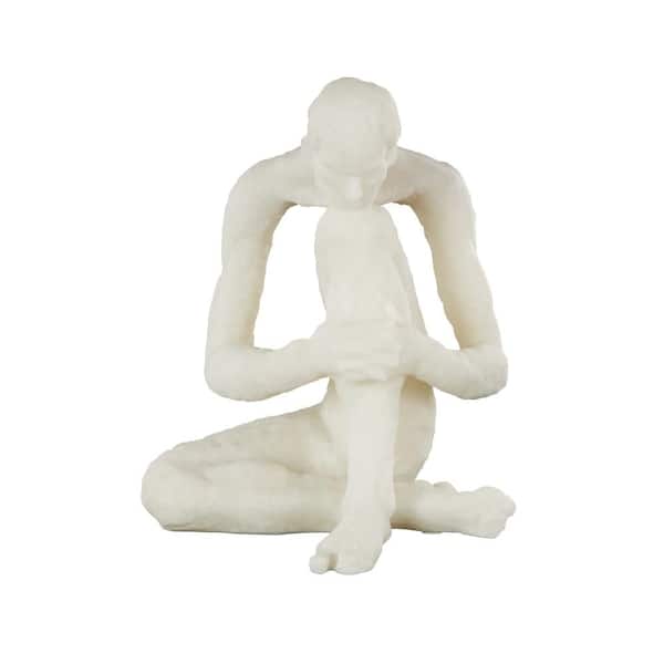 Litton Lane White 12 in. x 14 in. Polystone Thinking People Sculpture with Shimmer
