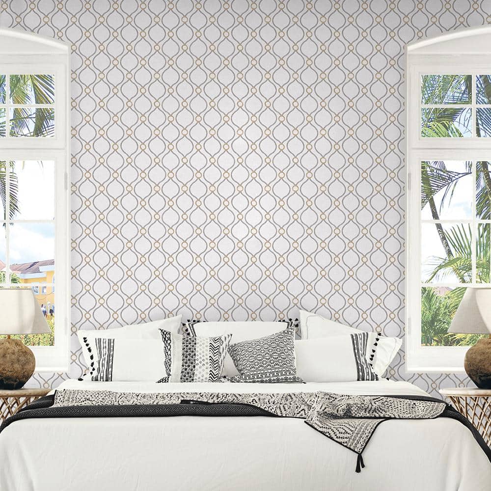 Platinum Geometric Self-Adhesive Vinyl Wallpaper, 20.5" x 216"