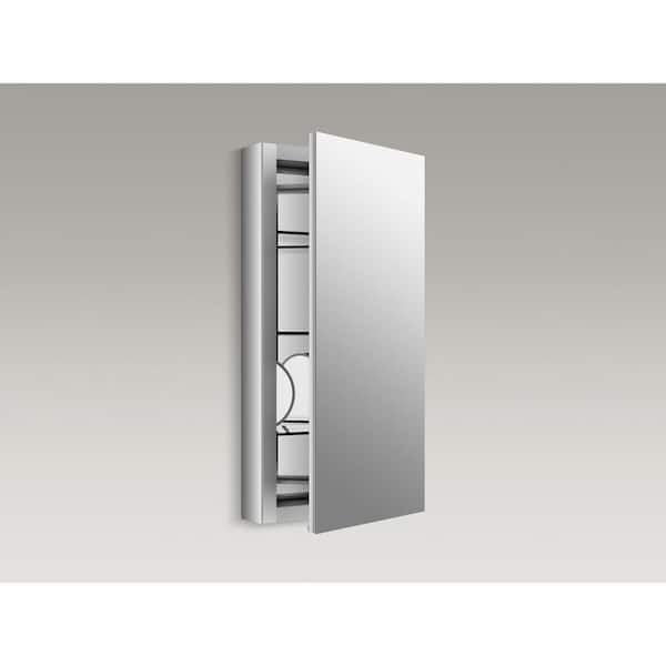 Verdera 15 in. W x 30 in. H Recessed or Surface Mount Aluminum Medicine Cabinet with Adjustable Flip-Out Flat Mirror Verdera 15 in. W x 30 in. H Recessed or Surface Mount Aluminum Medicine Cabinet with Adjustable Flip-Out Flat Mirror