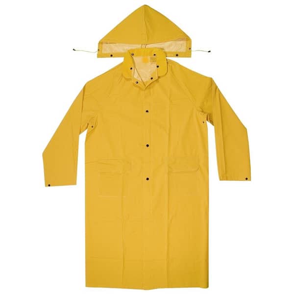 Enguard Size Large 0.35 mm PVC/Polyester Yellow 2-Piece Rain Coat with Detachable Hood