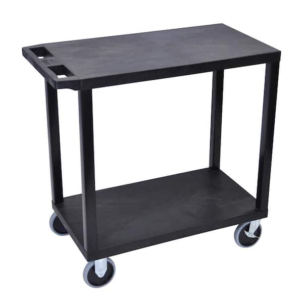 EC 32 in. 2-Shelf Utility Cart with 5 in. Casters in Black