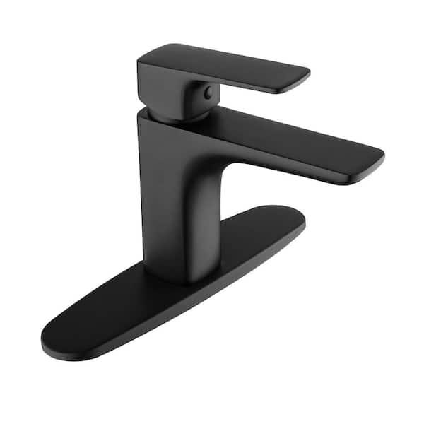 Dimakai Single Handle Single Hole Square Bathroom Faucet Mixer with Cover in Matte Black