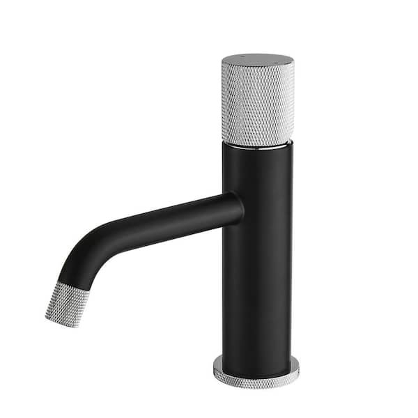 Staykiwi Single Handle Single Hole Bathroom Faucet and Spot Resistant in Black and Silver
