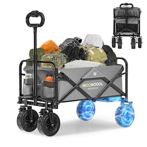 7.06 cu. ft. Foldable Wagon Collapsible with 8 in. All-Terrain Wheel, Metal Garden Cart for Camping, Garden