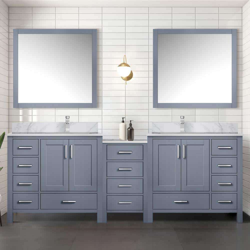 Rama 92 in W x 22 in D Dark Grey Double Bath Vanity with Carrara Marble Top, and Faucet Set price history on PriceWatchPro
