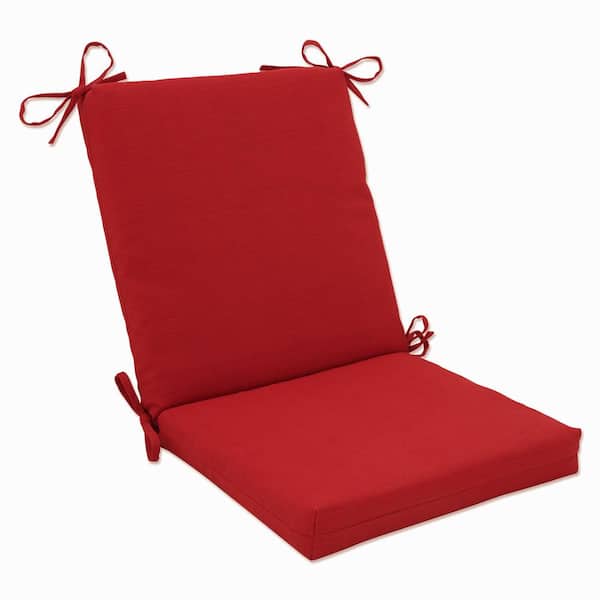 Pillow Perfect Solid Outdoor/Indoor 18 in W x 3 in H Deep Seat, 1-Piece Chair Cushion and Square Corners in Red Splash