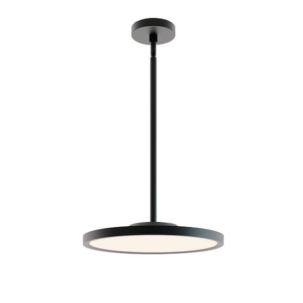 AFX Edge Round Large Integrated LED Black Shaded Pendant with Black Aluminum Shade