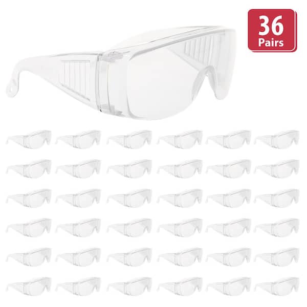 BISON LIFE Clear Diamont Vented Over Clear Safety Glasses, Anti-Scratch (36-Pairs)