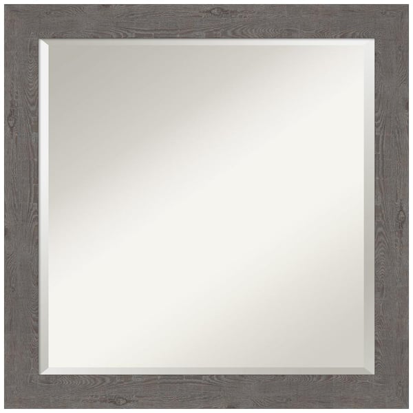 Amanti Art Medium Square Distressed Grey Beveled Glass Modern Mirror (23.25 in. H x 23.25 in. W)