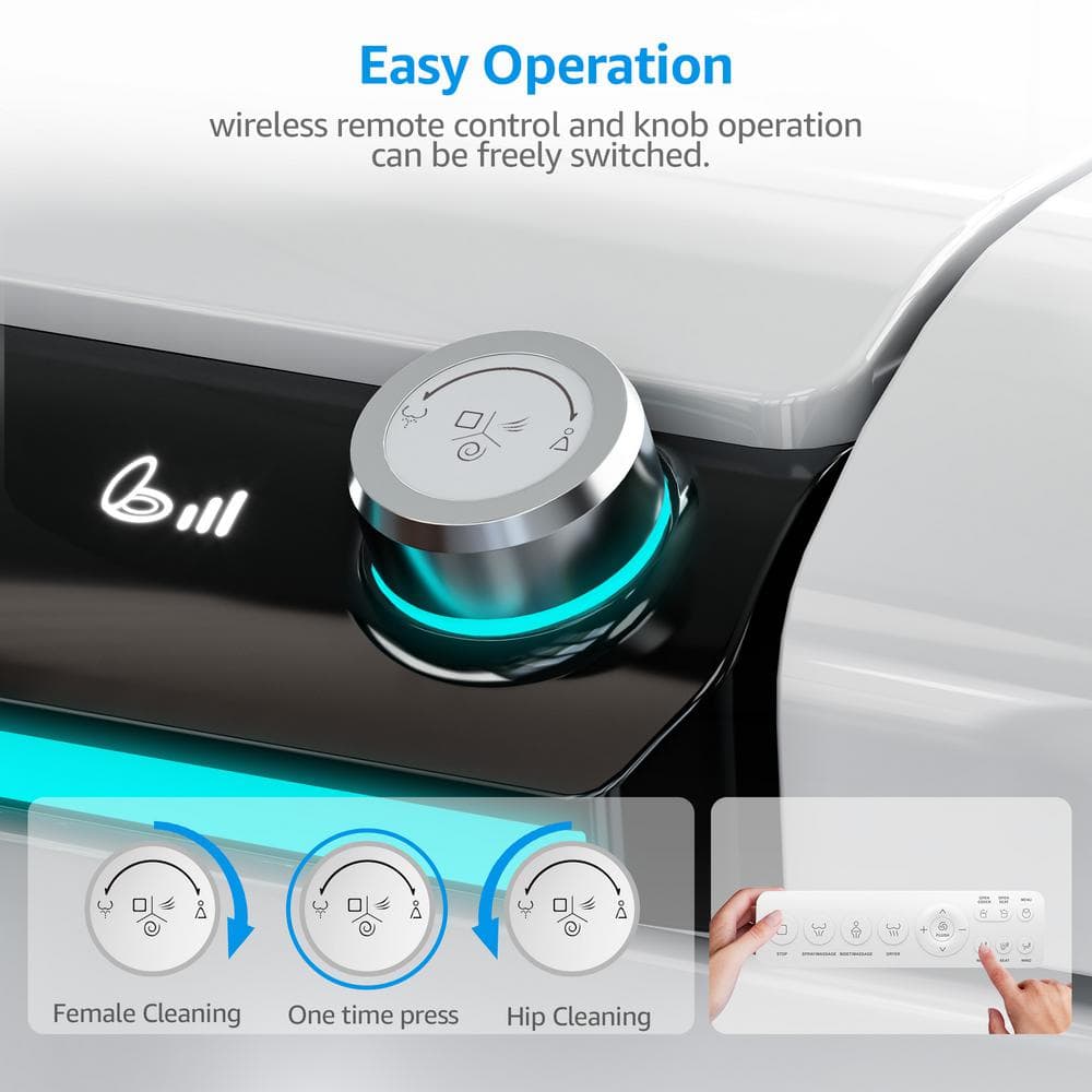 White Ceramic Electric Smart Bidet Toilet with Heated Seat