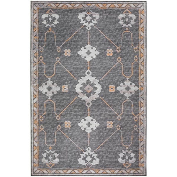 Addison Rugs Yuma Grey 10 ft. x 14 ft. Geometric Indoor/Outdoor Washable Area Rug