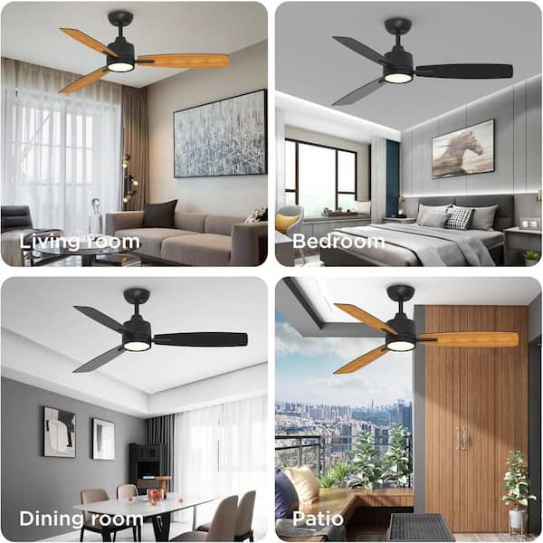 QRMOK S3 Series 52 in. Indoor Black Ceiling Fan with Remote