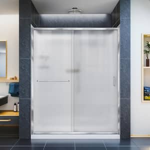 Infinity-Z 32 in. x 60 -Frameless Sliding Shower Door in Chrome with Right Drain Base and Backwalls