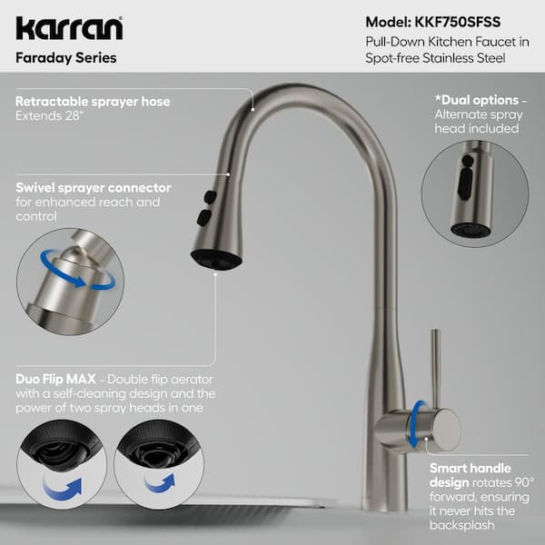 Faraday Single Handle Pull-Down Sprayer Kitchen Faucet in Spot Free Stainless Steel