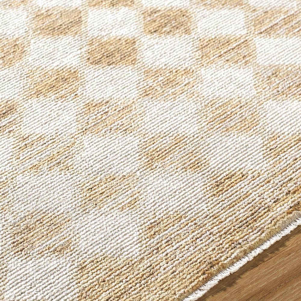 Myrtle Avenue Taupe and Cream Synthetic Checkered Area Rug