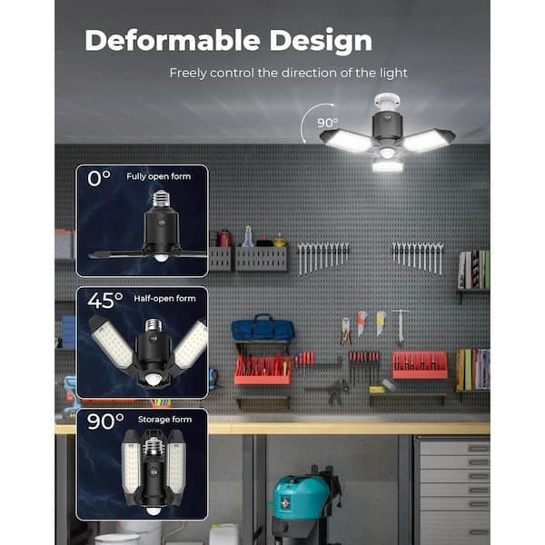 Lukyamzn 8000 Lumen LED Motion Sensor Garage Light 3 Modes 6500K