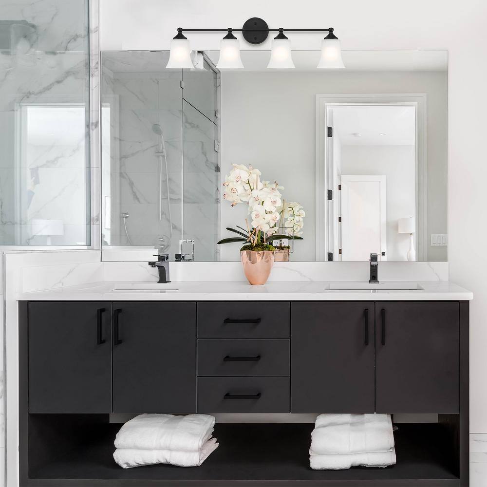 Bronson 31.75'' Matte Black Outdoor Vanity Light with Frosted Glass