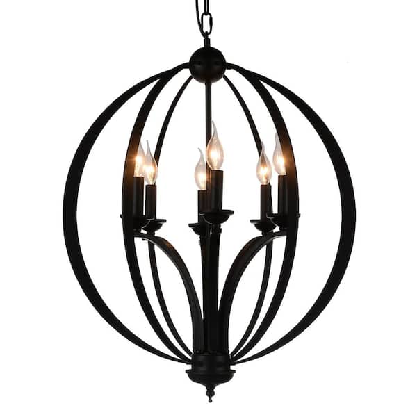 CWI Lighting Drift 6 Light Up Chandelier With Black Finish
