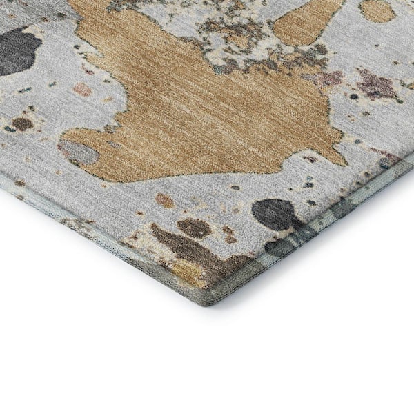 Mayfield Premium Machine Washable Abstract AMF2217 Gray 9 ft. x 12 ft. Area Rug