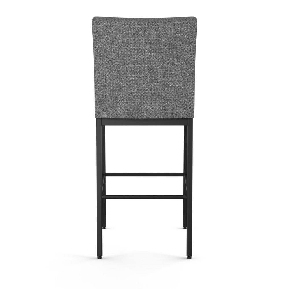 Grey Woven Fabric and Black Metal 26" Counter Stool