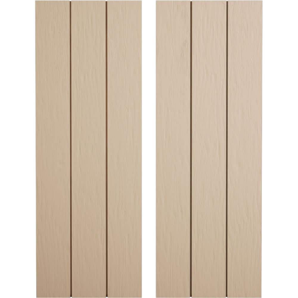 16.5 in. x 50 in. Timberthane Polyurethane 3-Board Joined Board-n-Batten Rough Sawn Faux Wood Shutters, No Batten Pair price history on PriceWatchPro