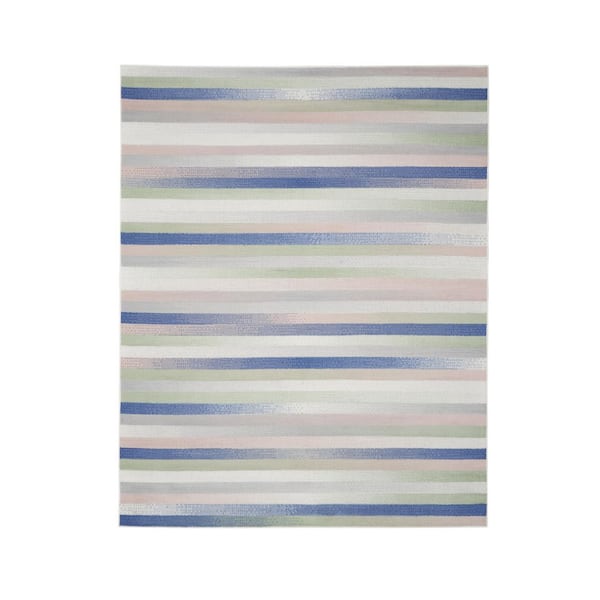 8 ft. x 12 ft. Blue Abstract Washable Area Rug