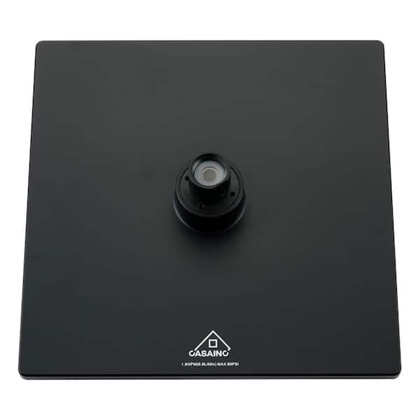 1-Spray Patterns 9 in. Single Wall Mount Square Rain Fixed Shower Head with Self-Cleaning Nozzles in Matte Black