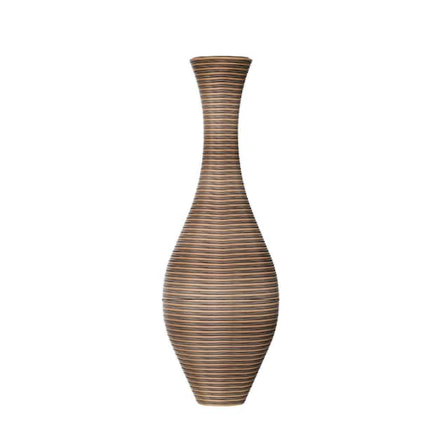 41 in. Beige Plastic Tall Artificial Rattan Floor Vase for Living Room Decor Set of 1