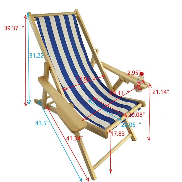 Willit 1-Piece Sling Outdoor Recliner in Blue Stripe